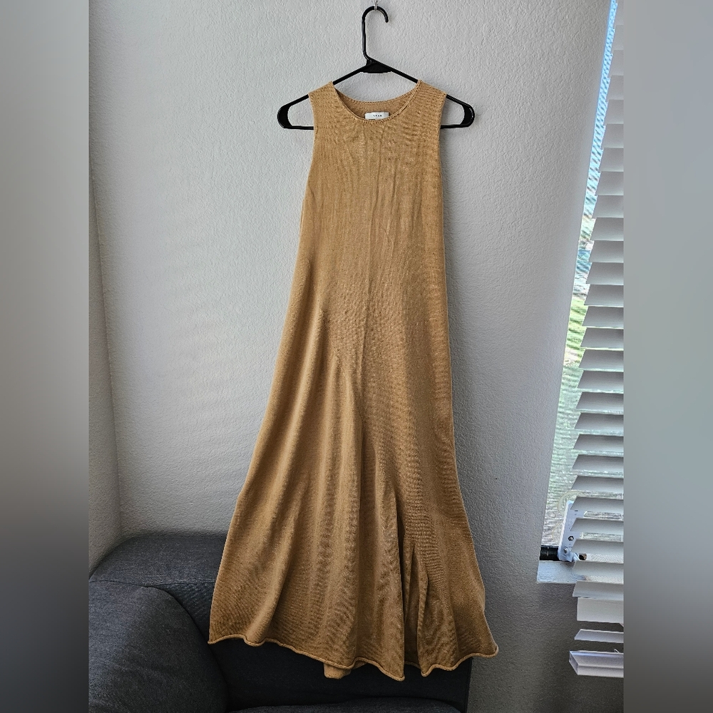 Vince Shirred Tank Dress in Pale Walnut (Size S)